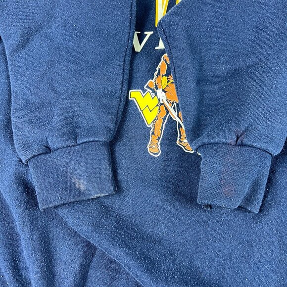 VTG 90s West Virginia Mountaineers Sweatshirt Extra Large Blue Faded Crewneck - Picture 5 of 16